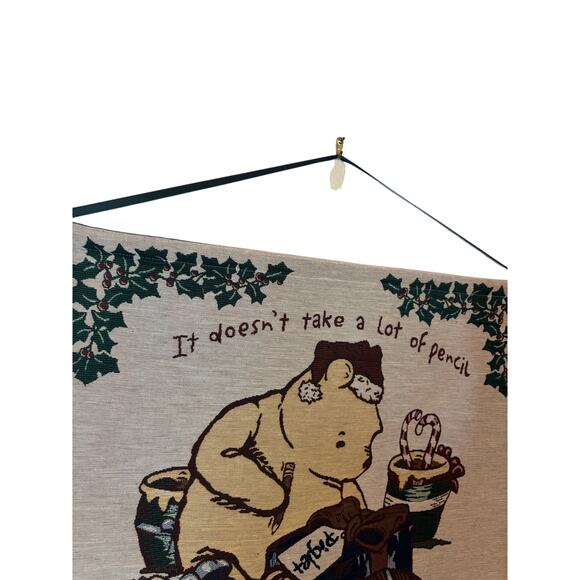 Vintage Disney Winnie The Pooh Wall Hanging Tapestry Christmas Wrapping Present - Picture 2 of 7